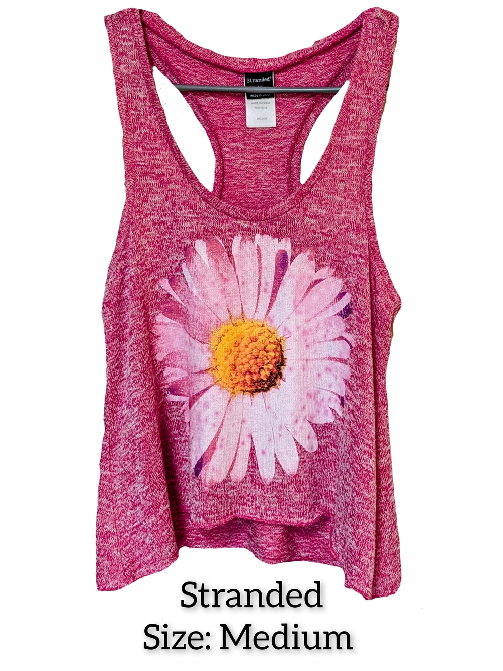Stranded Pink Daisy Graphic Racerback Tank Top - Women